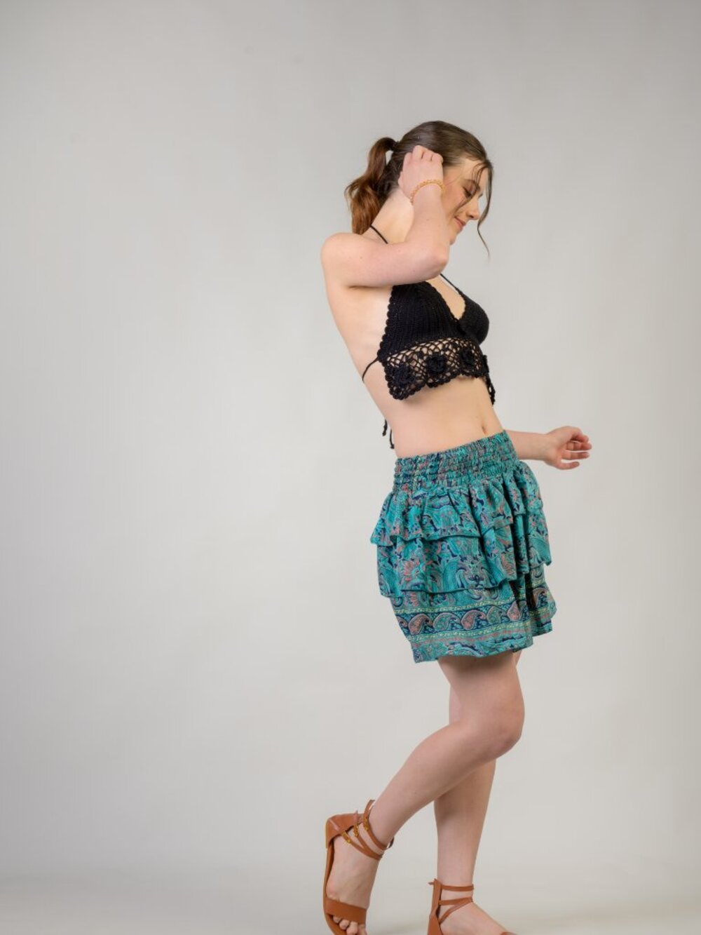 27.) Rhea Layered Pattern Bobbin Skirt (Assorted) - Picture 4 of 10